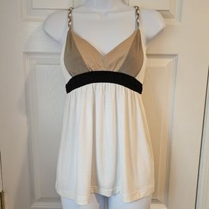 Classy and elegant braided spaggheti strap baby doll top size small